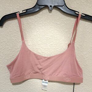 UGG Pink Bralette Size M Lounge Bra Adjustable Strap Logo Band Soft Stretch NWT
